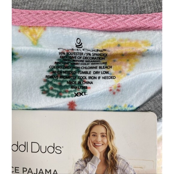 Cuddl Duds Fleece Pajama Set Women's Size 2XL V Neck Chirstmas Tree Multicolor - Picture 3 of 6